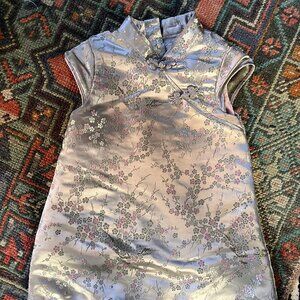 Silver Floral Baby Qipao Chi Pao Dress Size 12M to 18M